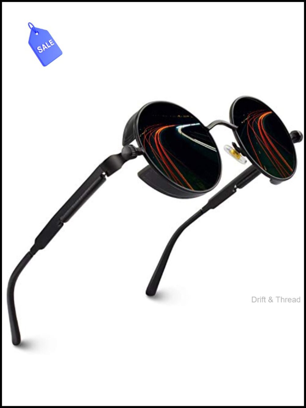 Retro Steampunk Round Polarized Sunglasses UV400 Unisex